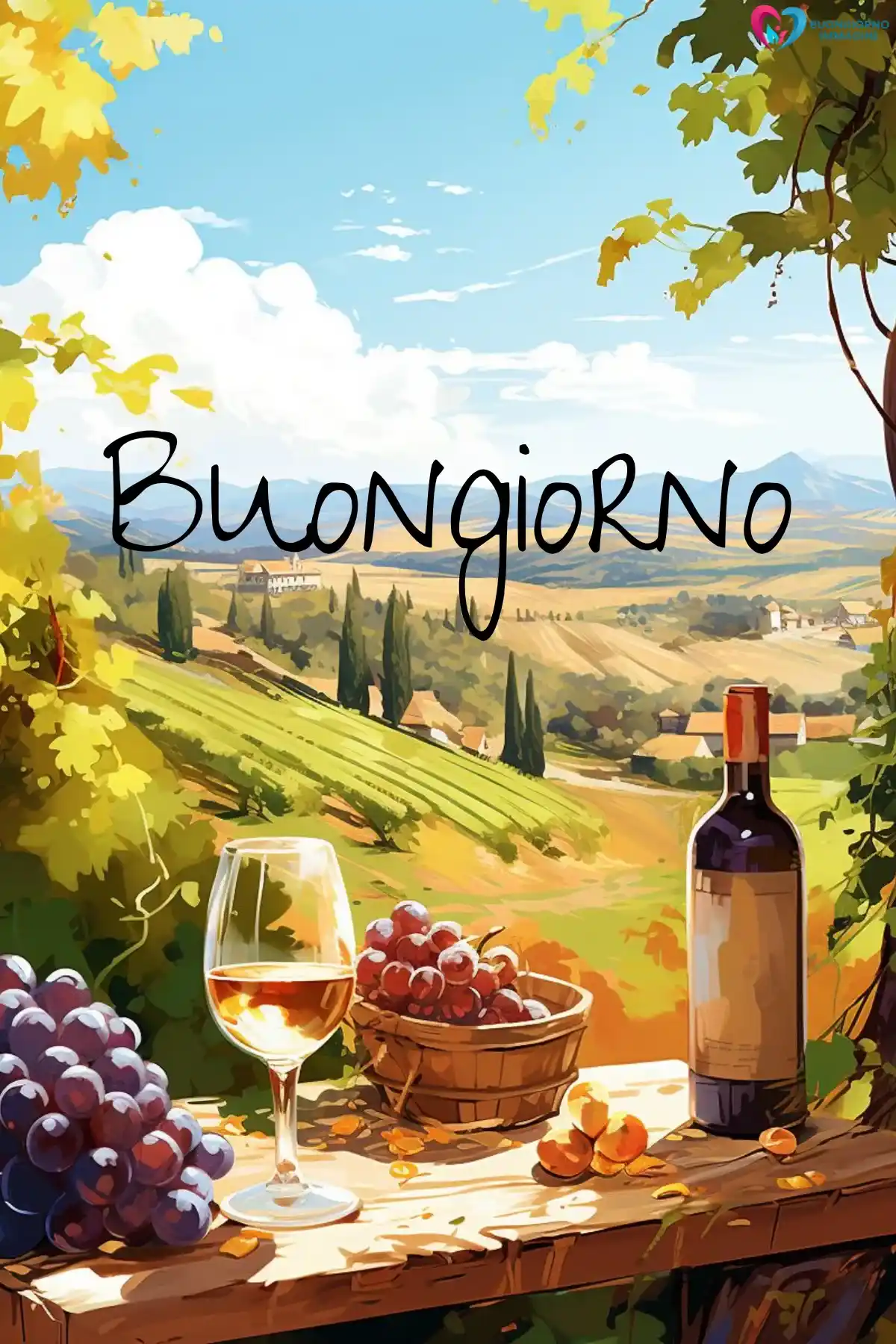 buongiorno speciale felice con paesaggio luminoso del mattino