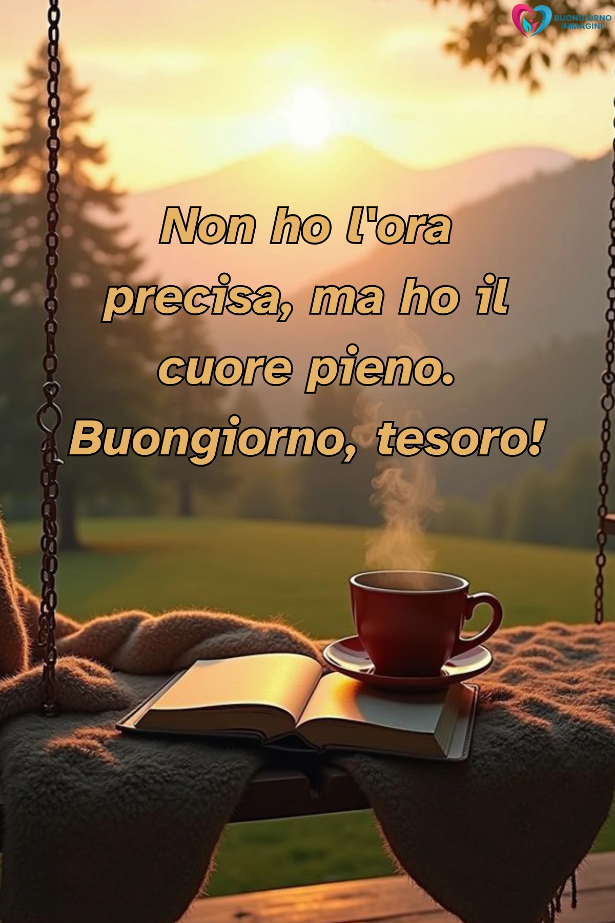 buongiorno tardi spiritoso whatsapp con paesaggio luminoso del mattino