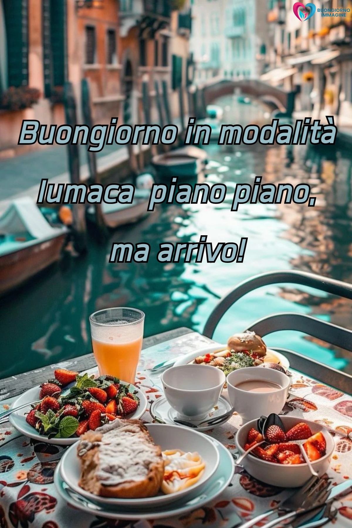 buongiorno in ritardo irresistibile con tazza cappuccino e croissant