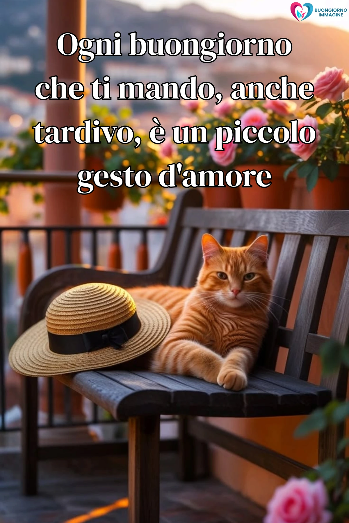buongiorno in ritardo simpatico con mare e alba dorata