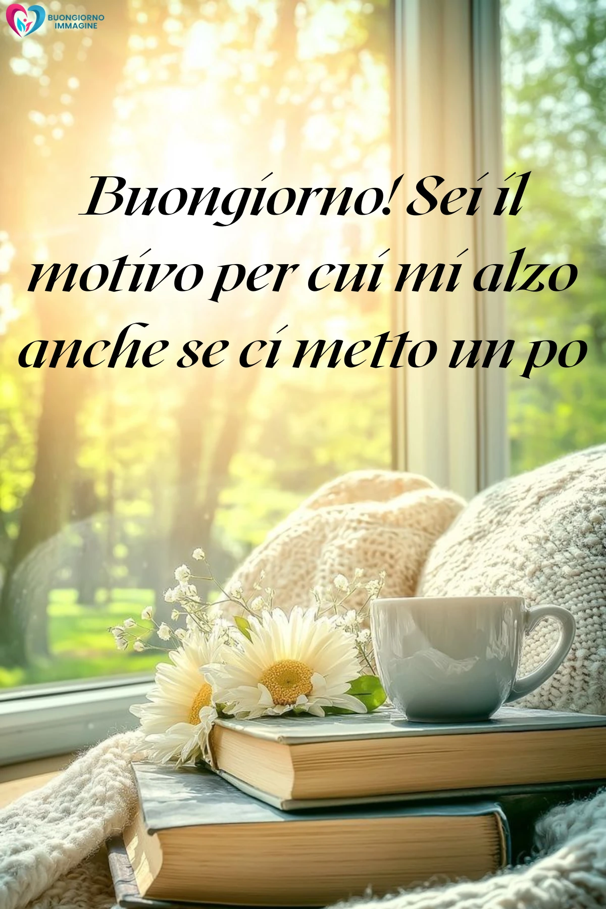 buongiorno in ritardo divertente con giardino fiorito e farfalle