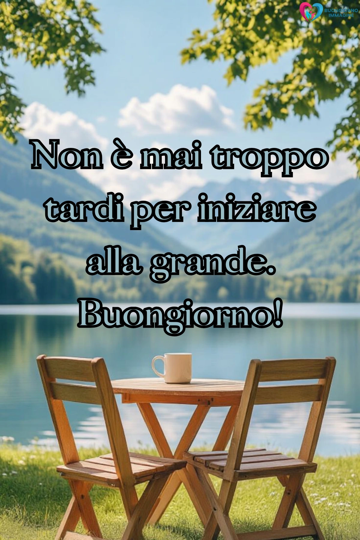 buongiorno in ritardo simpatico con fiori colorati e sole