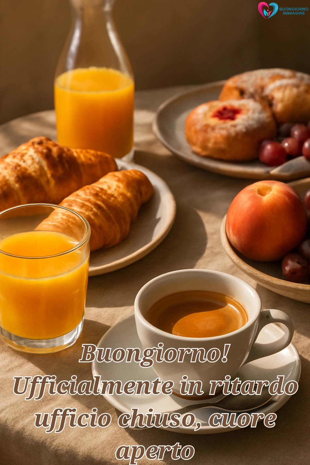 buongiorno in ritardo simpatico con giardino fiorito e farfalle