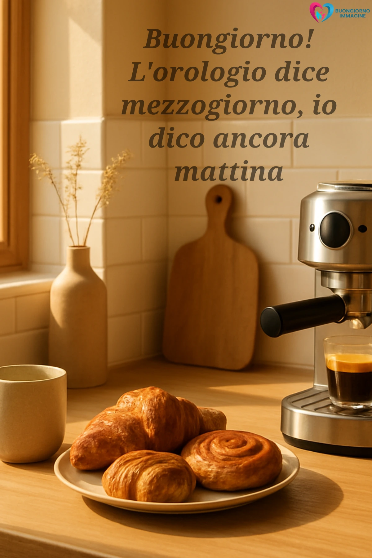 buongiorno tardi spiritoso whatsapp con montagne e nebbia leggera