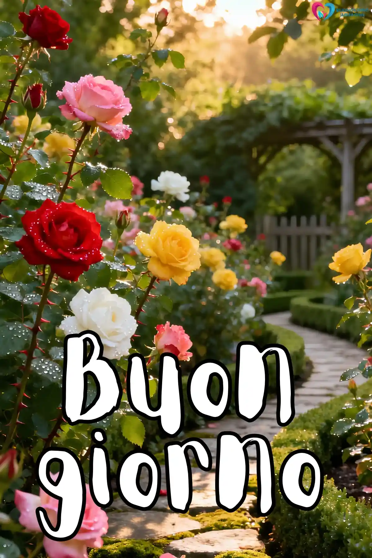 buongiorno immagini da scaricare con fiori colorati e sole