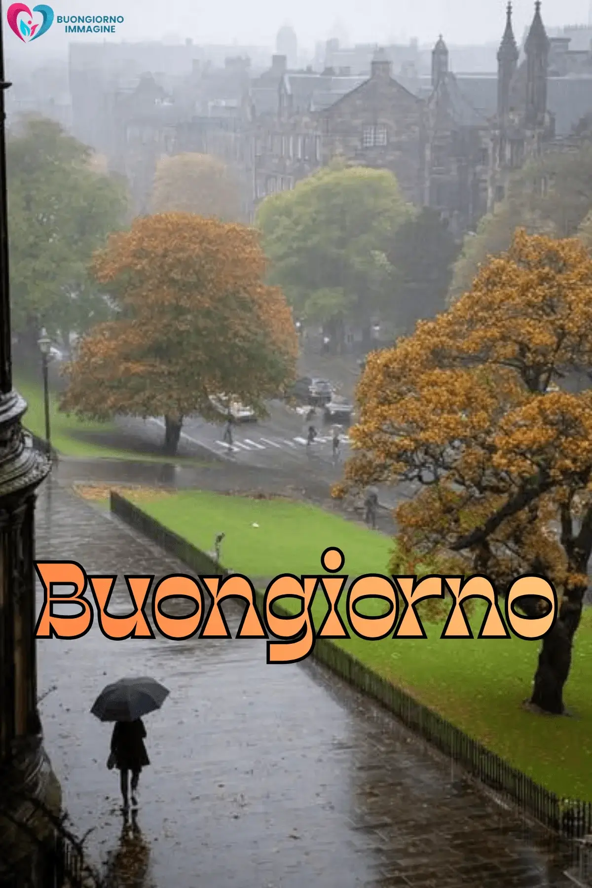 buongiorno pioggia con frase positiva breve