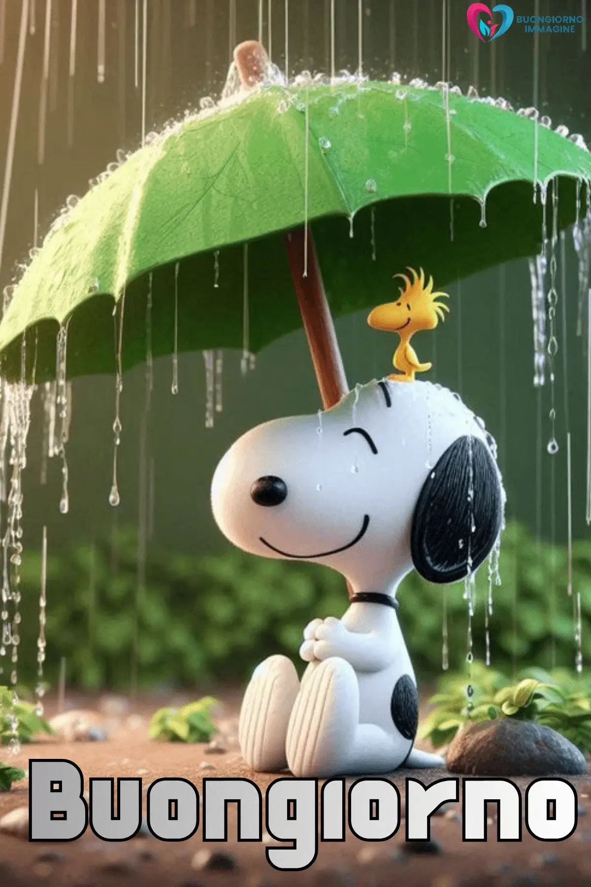 buongiorno pioggia con messaggi sereni italiani