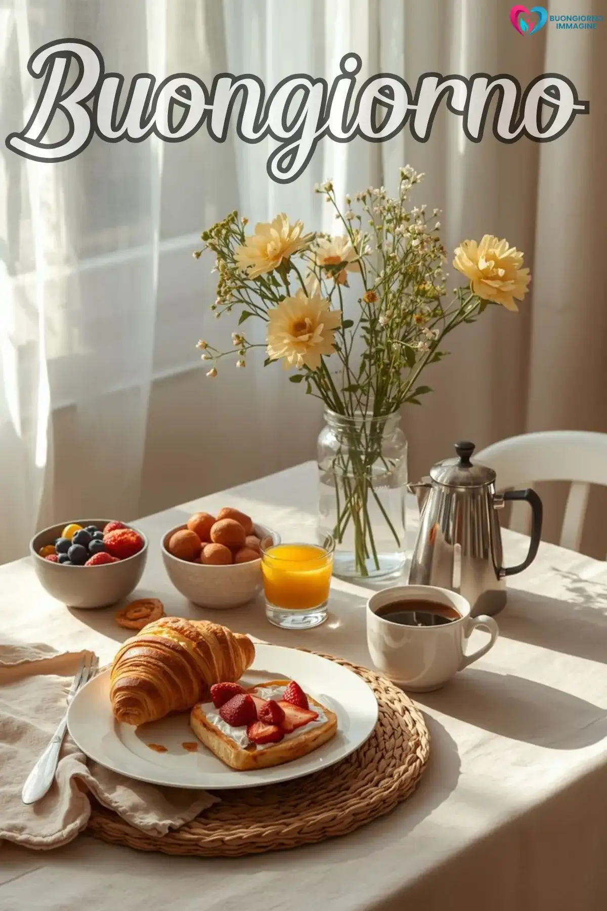 buongiorno gratis whatsapp con mare e alba dorata