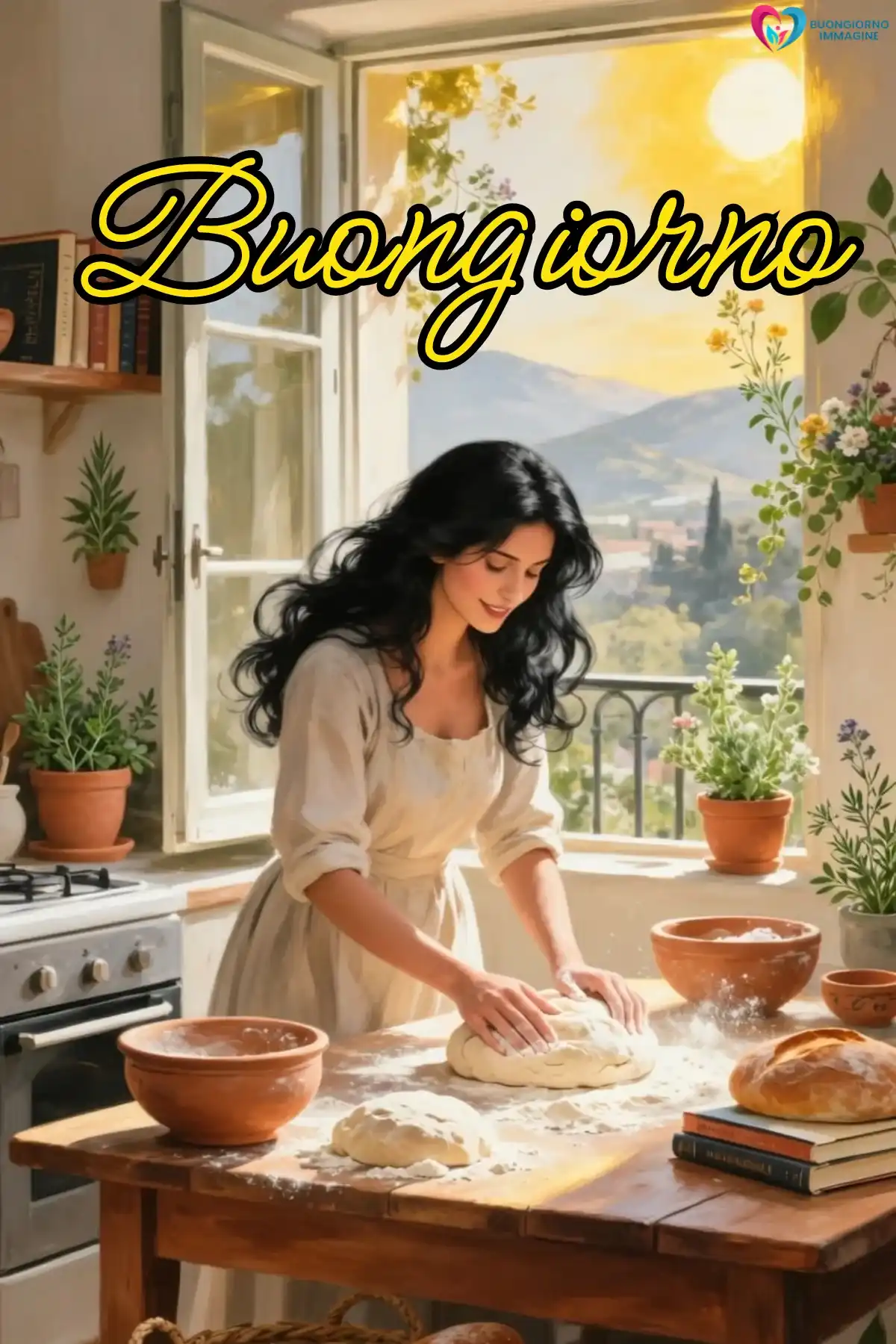 immagini buongiorno bellissime con colazione e tazza fumante