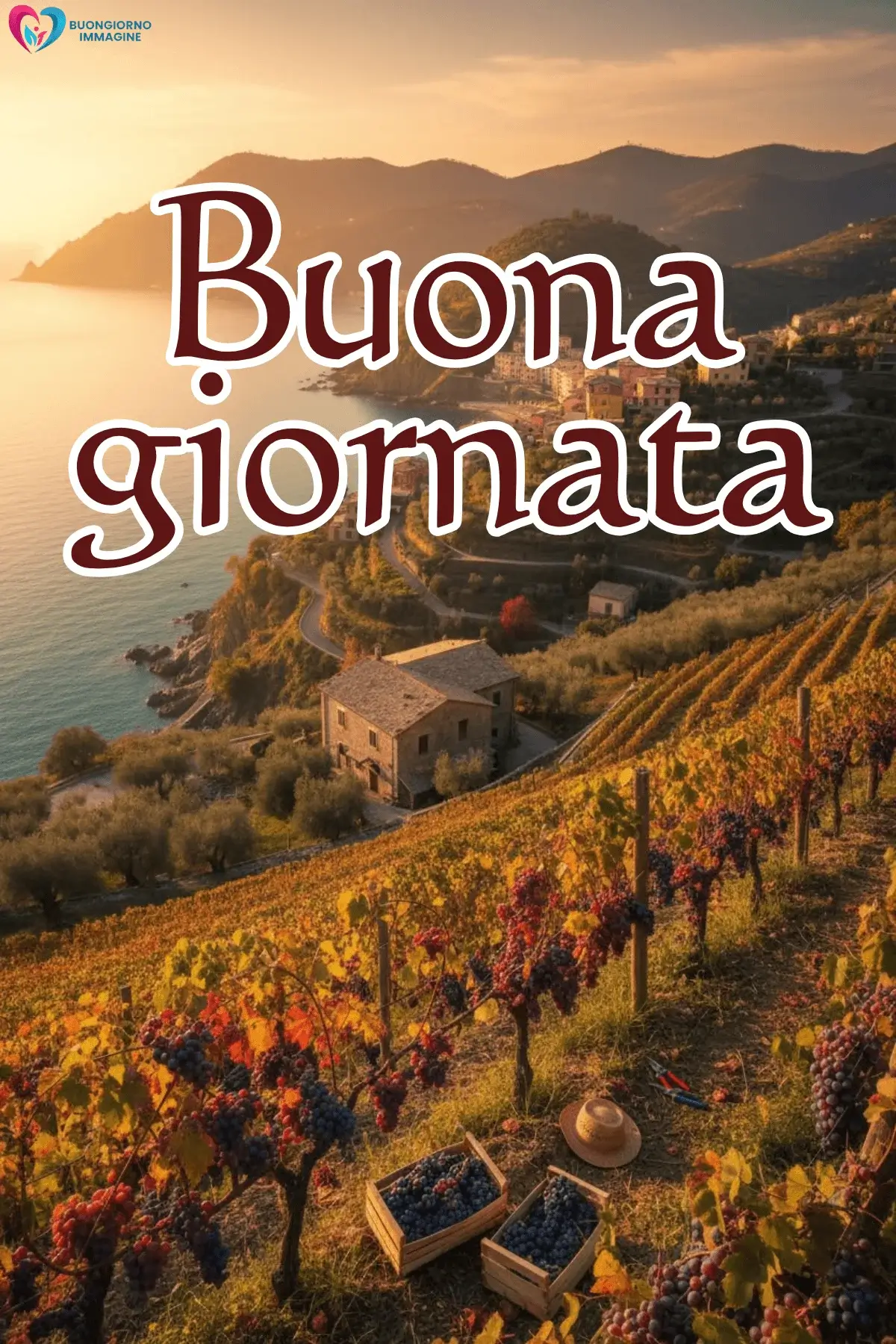 immagini buongiorno Toscana con villa rustica e natura
