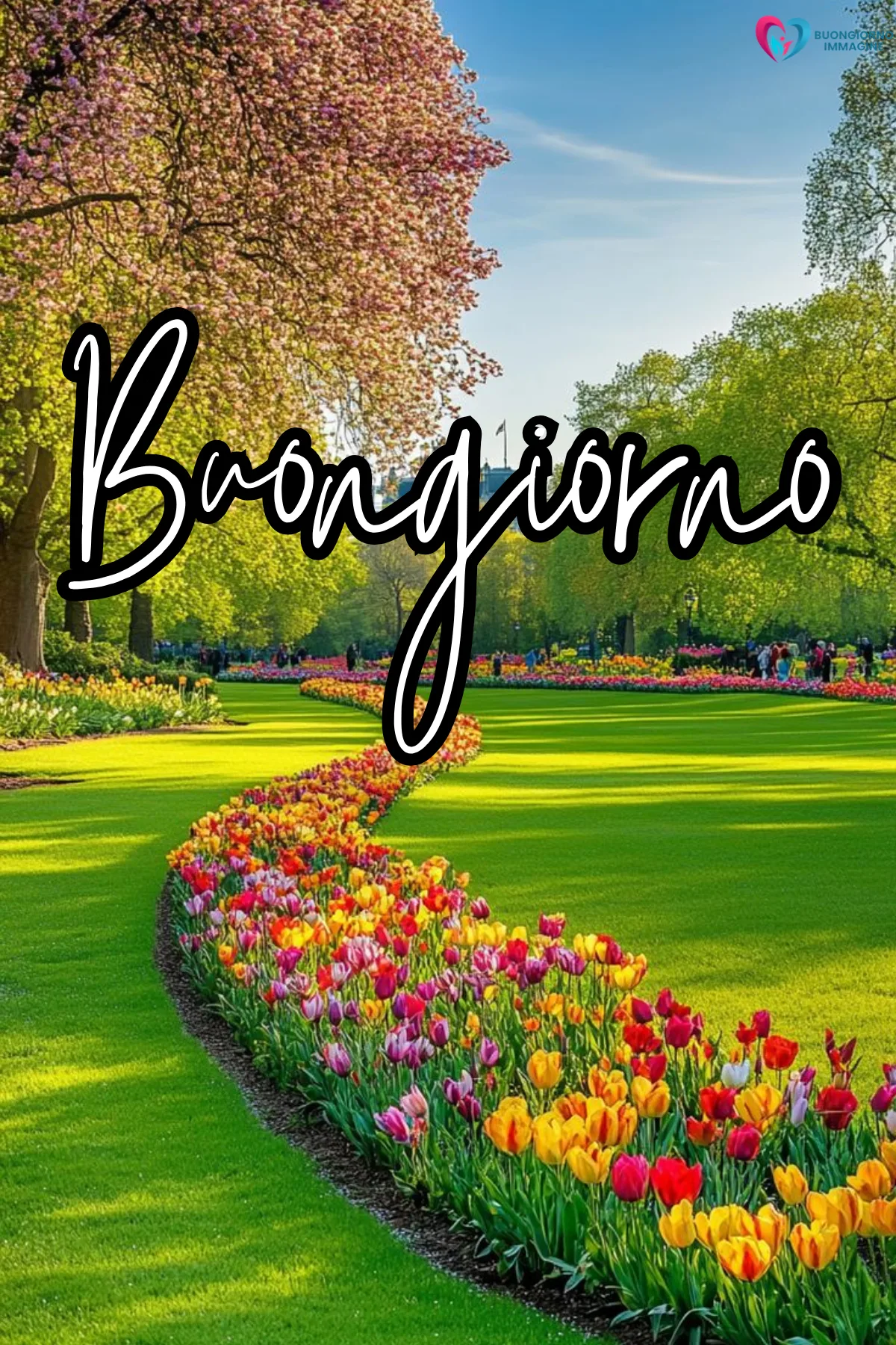 buongiorno speciale felice con fiori colorati e sole