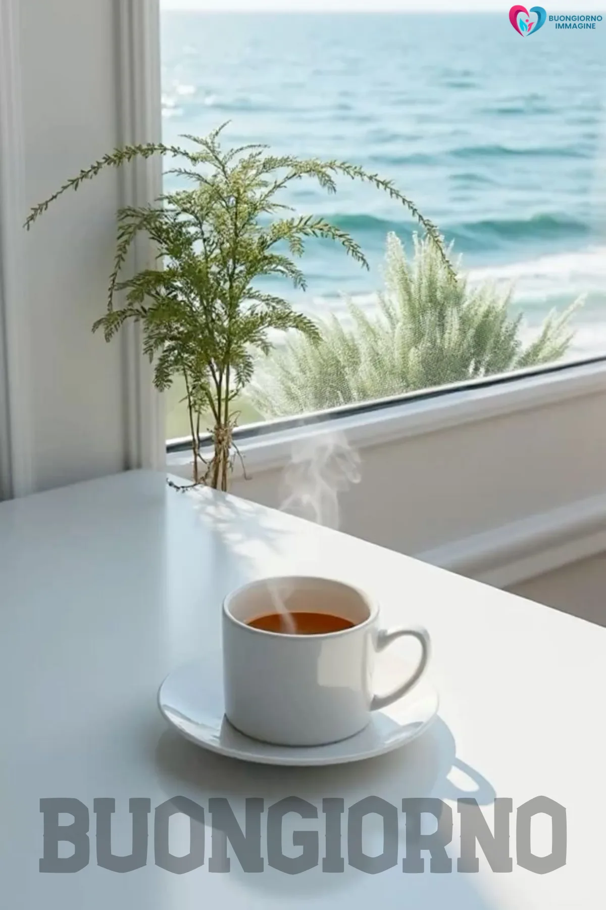buon giorno immagini nuove con mare e alba dorata