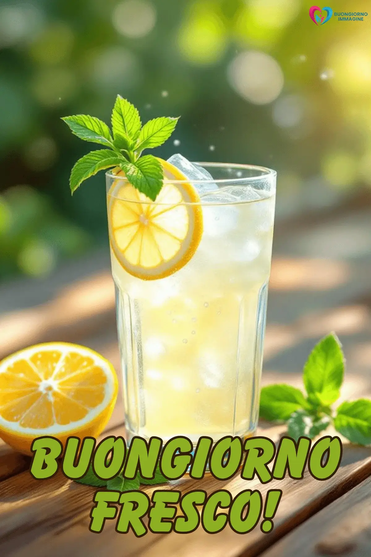 immagini buongiorno estate bicchiere limone menta ghiaccio solare