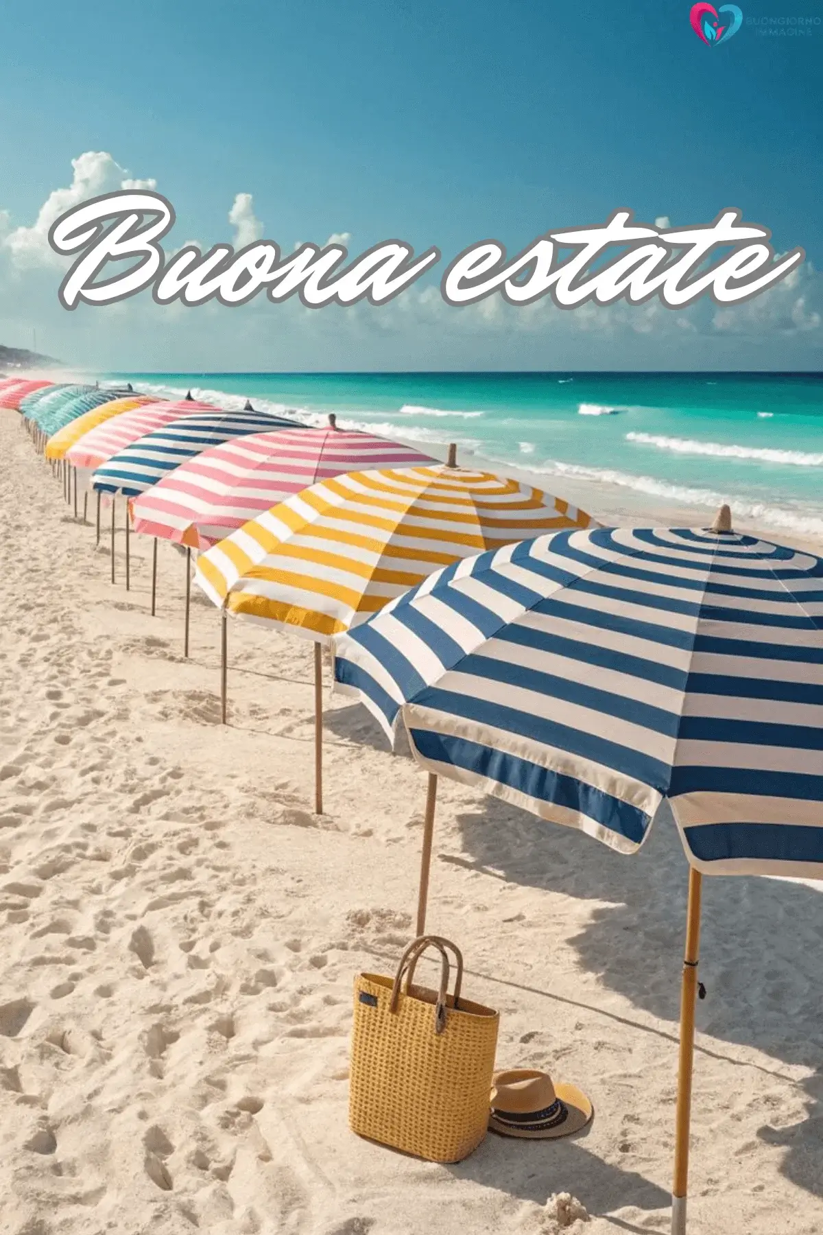 buongiorno estate gratis ombrelloni colorati borsa cappello tropicale