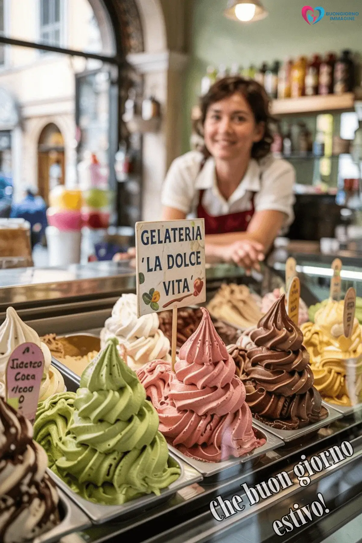 immagini buongiorno estate gelateria donna gelati insegna vintage