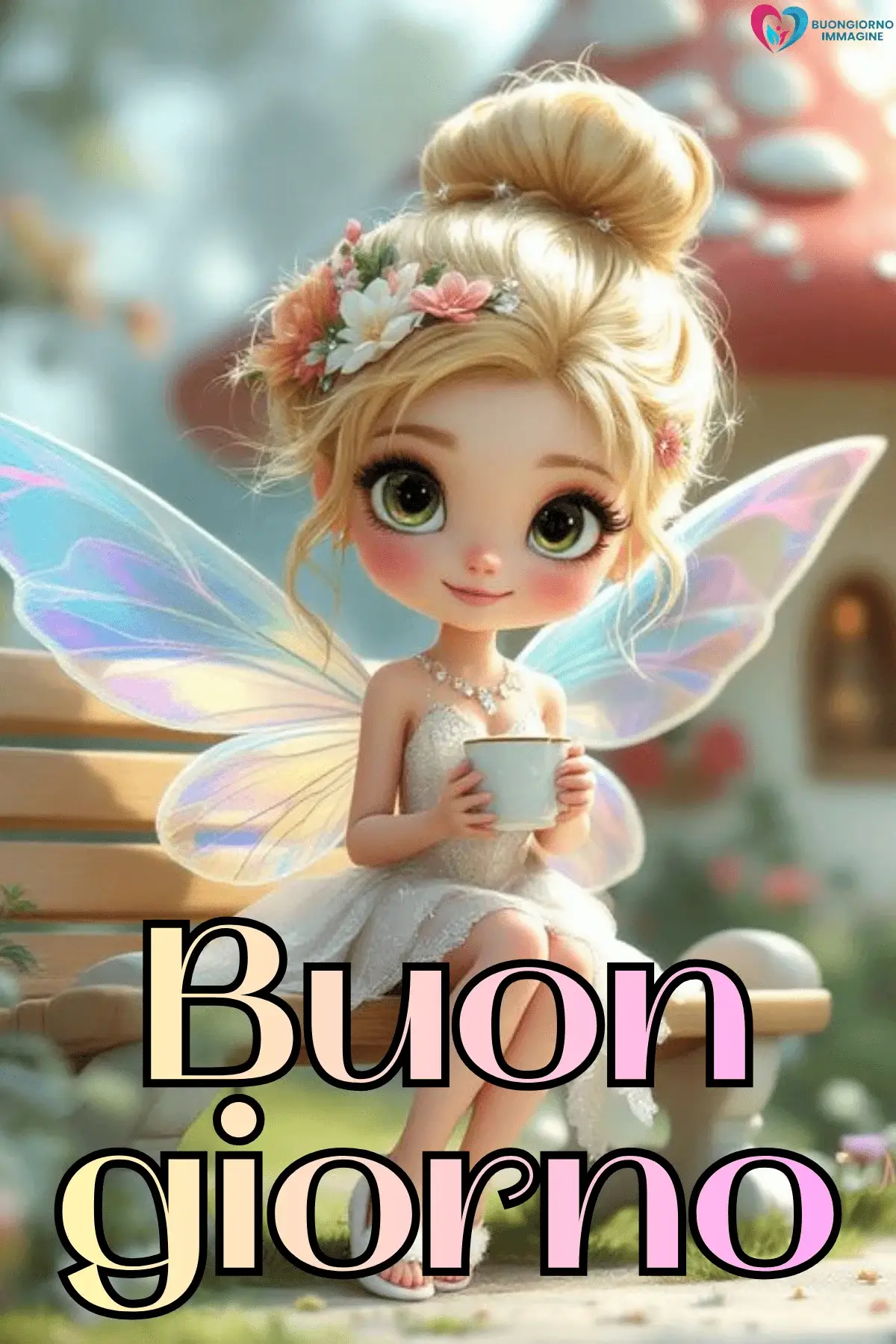 immagini buongiorno le ali del sorriso con sole dorato