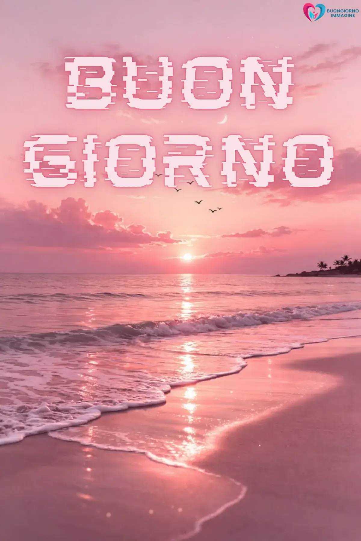 buon giorno immagini nuove con cielo azzurro e nuvole rosa