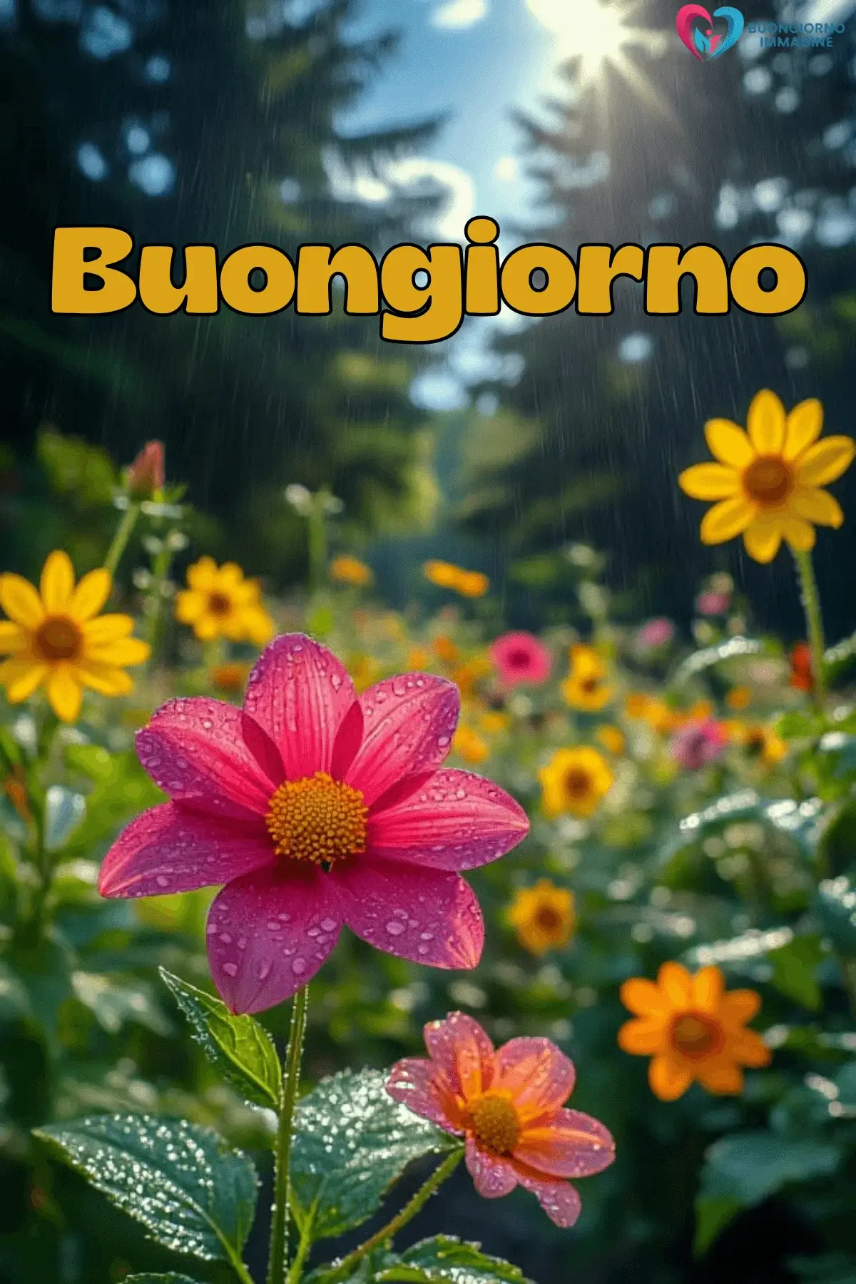 immagini buongiorno pioggia con atmosfera magica