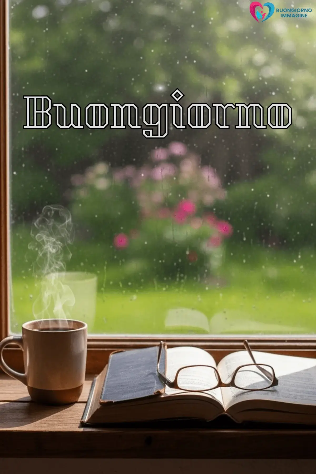 immagini buongiorno pioggia con fiori bagnati