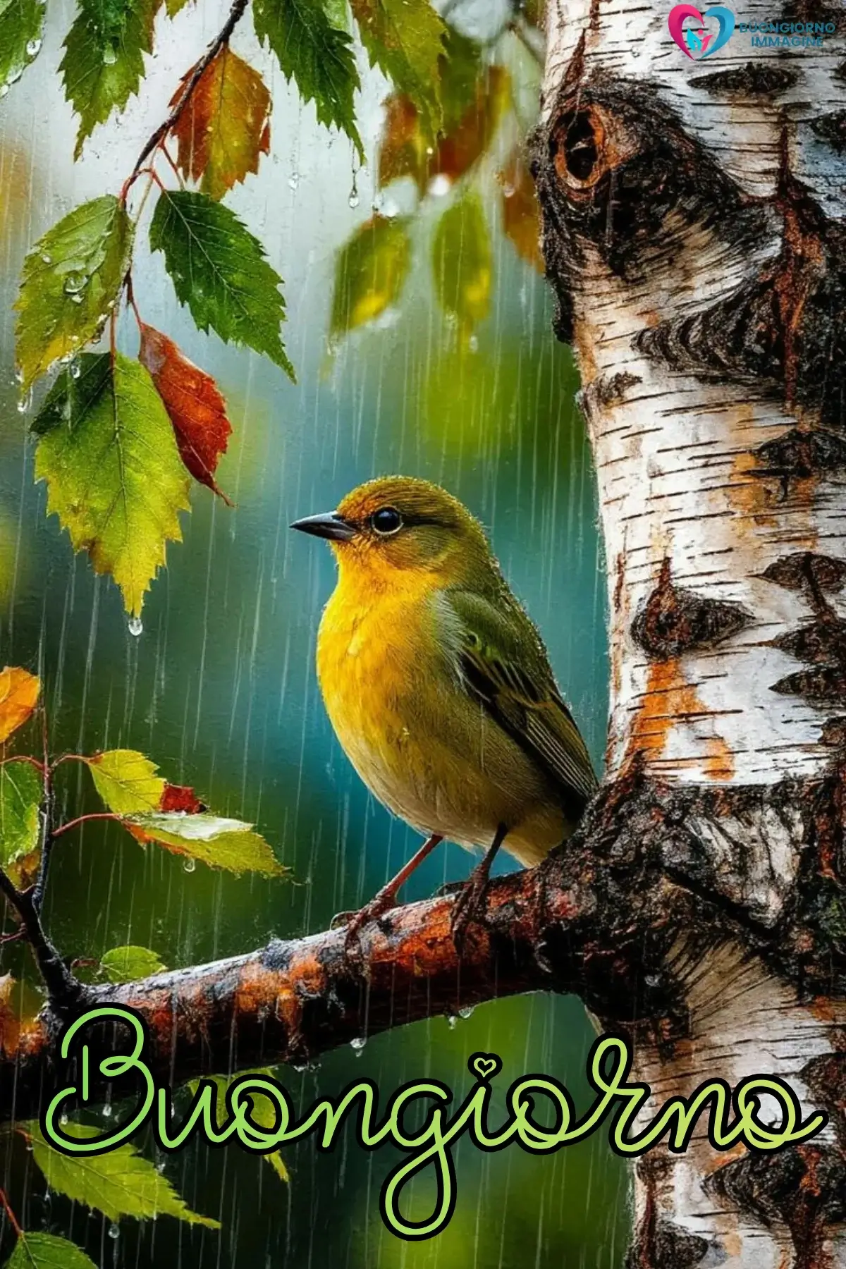 immagini buongiorno pioggia con natura autunnale