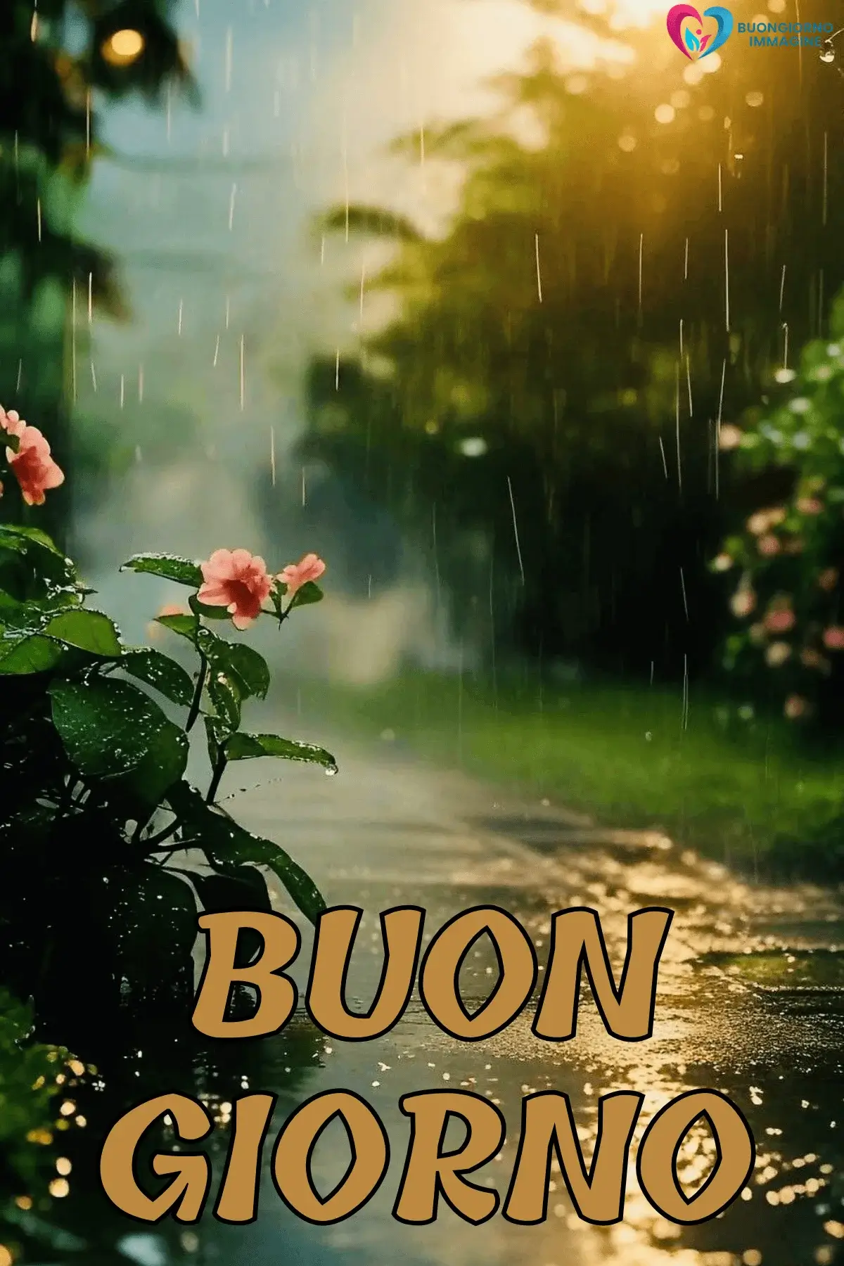 immagini buongiorno pioggia con ombrello colorato