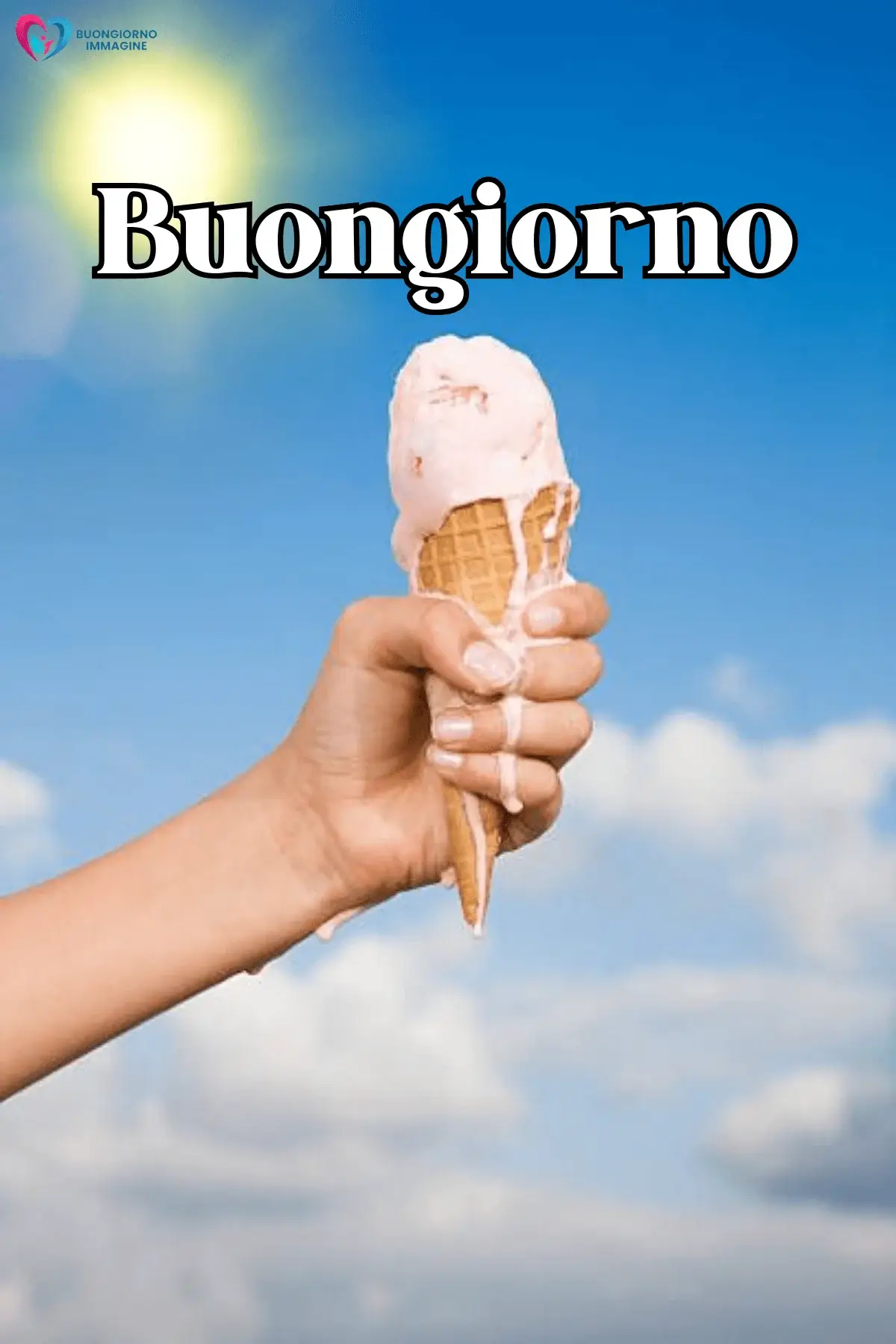 buongiorno estate tropicale gelato mano cielo cono allegro
