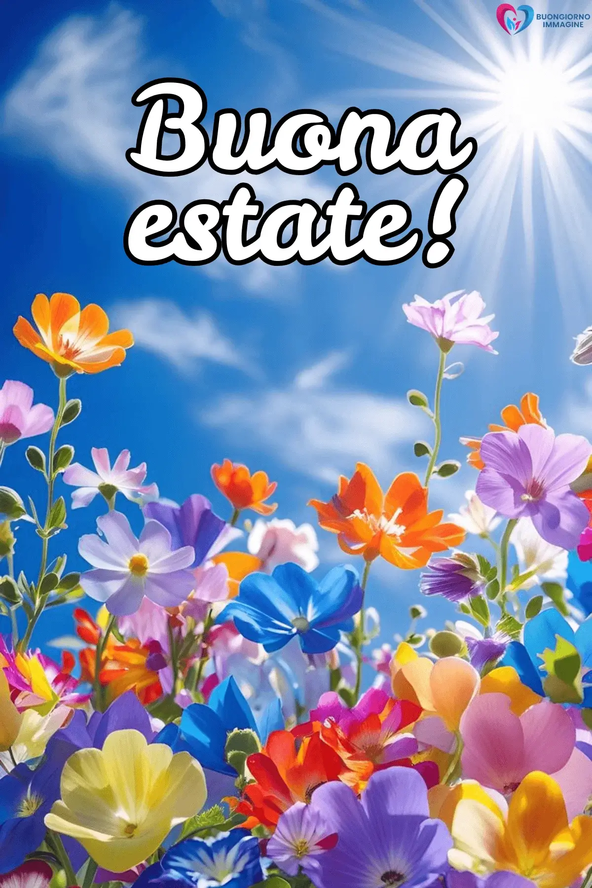 buongiorno estivo luminoso con fiori colorati sole e petali