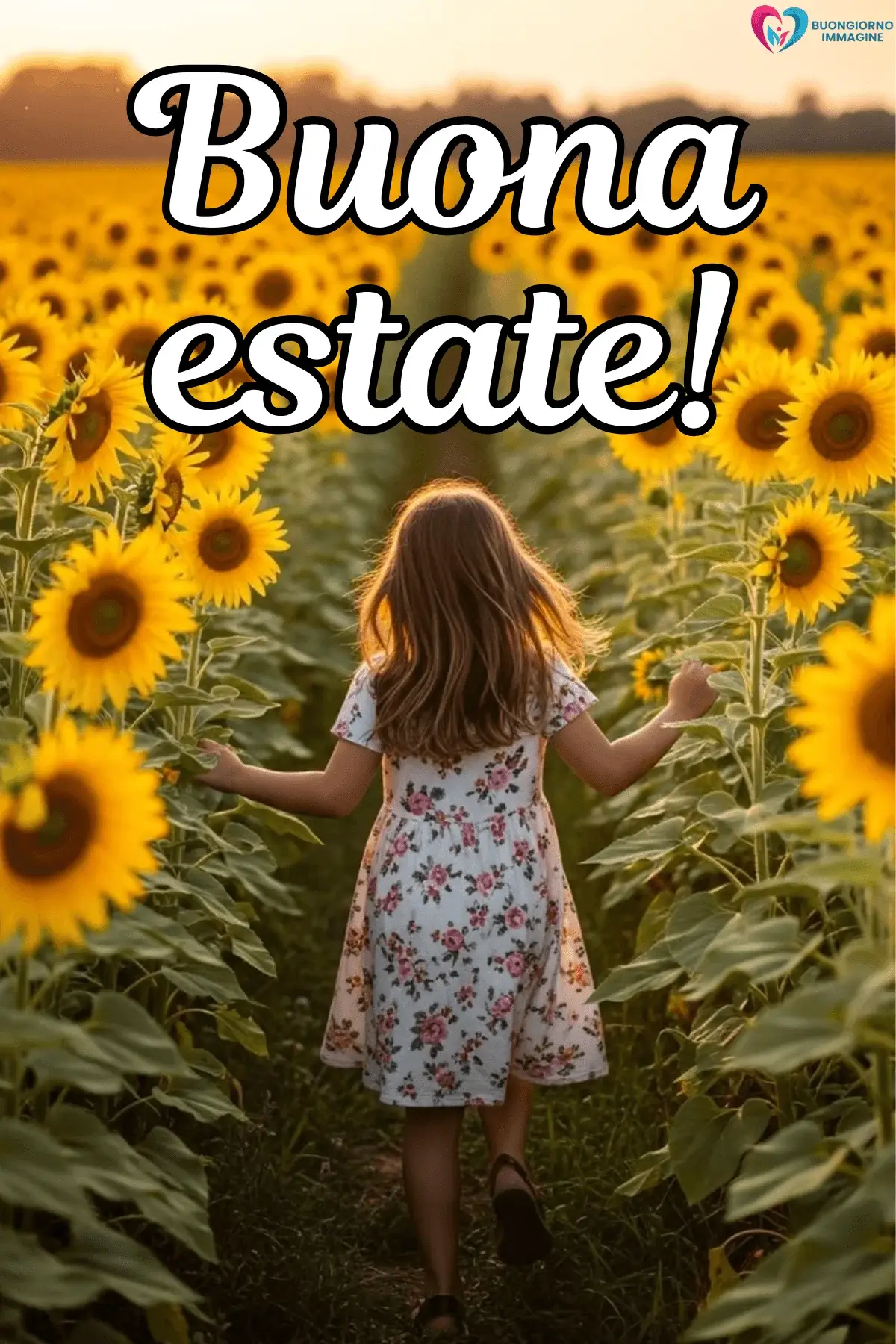immagini buongiorno estate con girasoli donna campo natura bellissima