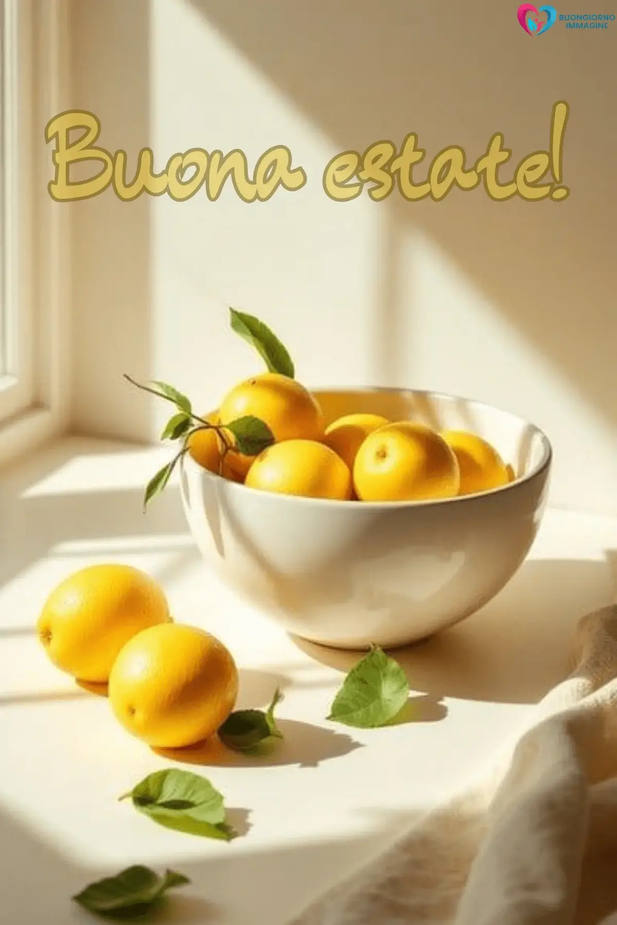 buongiorno estivo gratis con limoni ciotola bianca luce solare