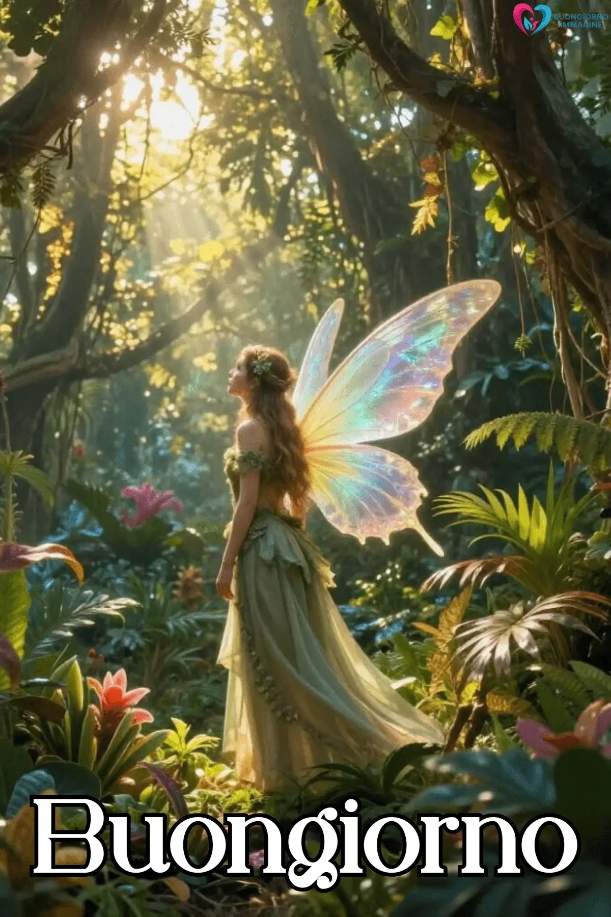 le fate del sole buongiorno con farfalle e fiori