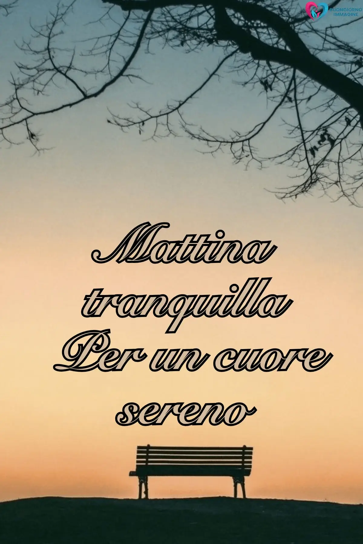 Panchina al tramonto con rami spogli, frasi del buongiorno bellissime, immagini gratis per WhatsApp