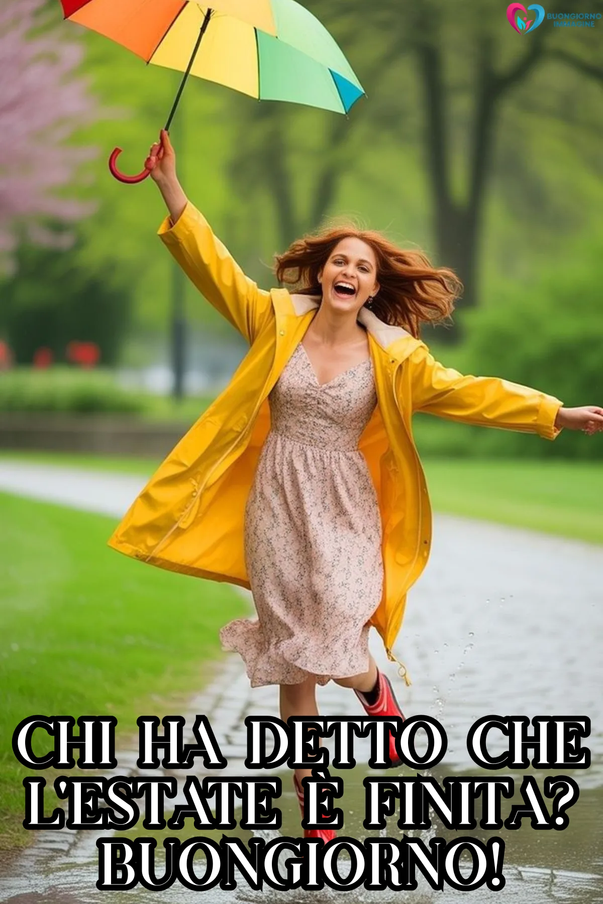 immagini buon settembre divertenti gratis - donna pazza balla sotto pioggia - immagini nuove gratis per WhatsApp