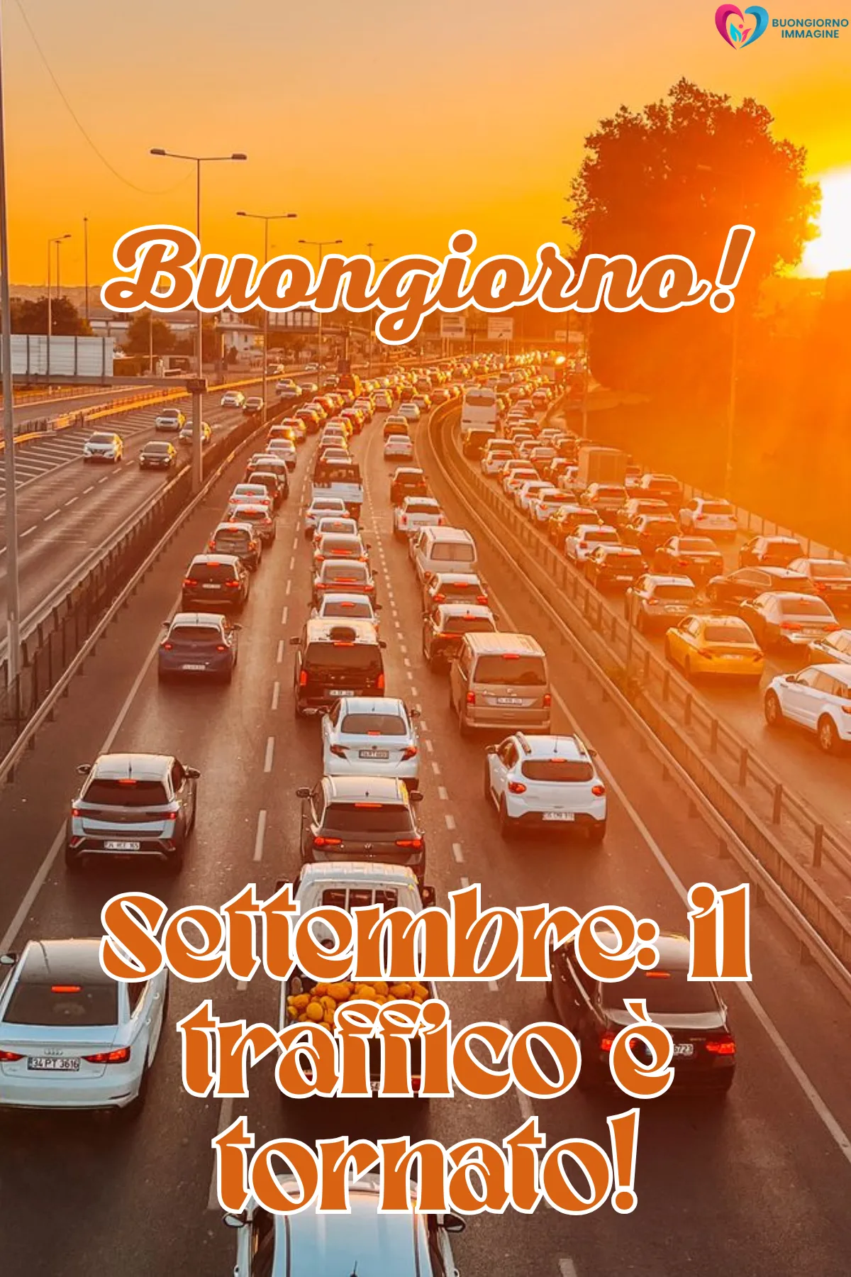buongiorno settembre divertente - traffico infernale settembre rovina le vacanze a tutti - immagini nuove gratis per WhatsApp