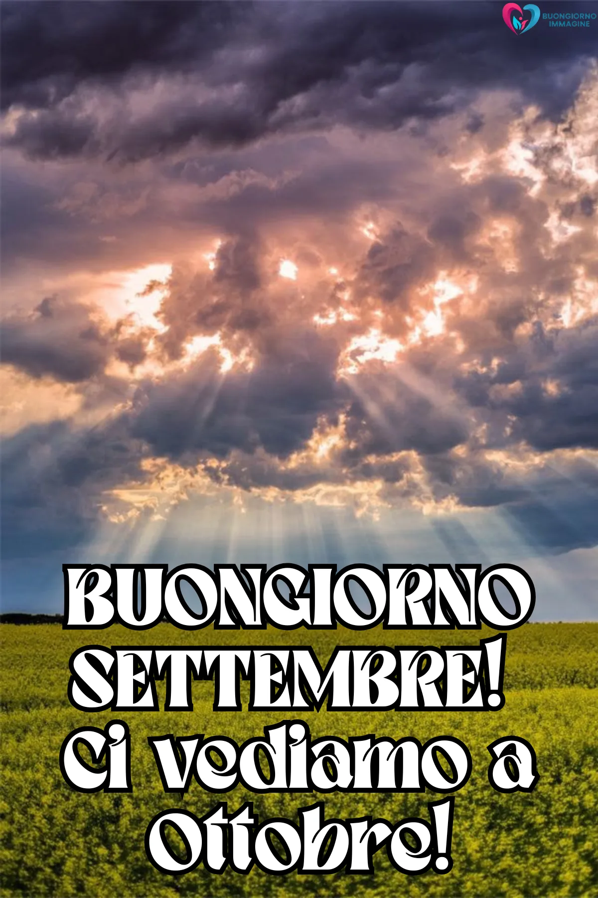 cielo drammatico saluta settembre campo giallo festeggia ottobre - buongiornoimmagine.it - settembre 2026
