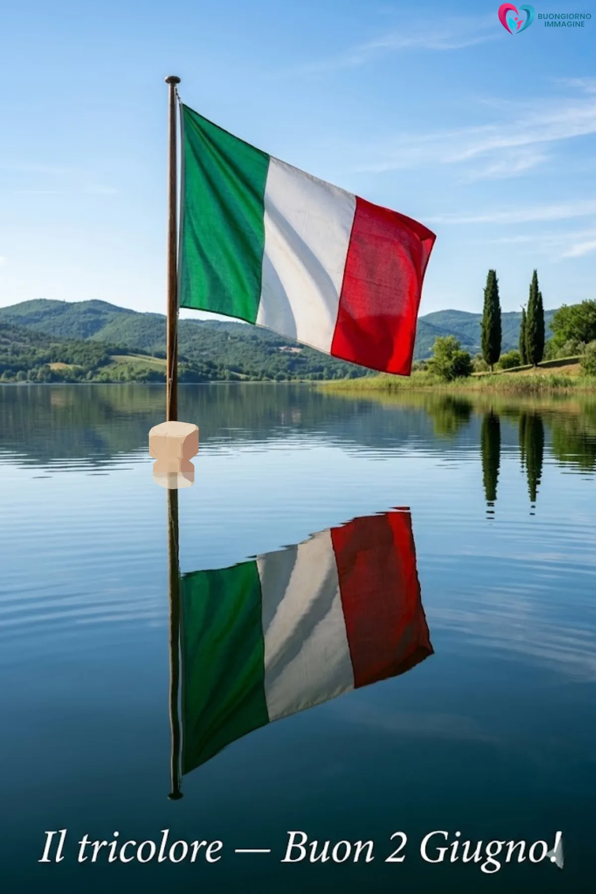 buongiorno 2 giugno festa della repubblica con mare e alba dorata