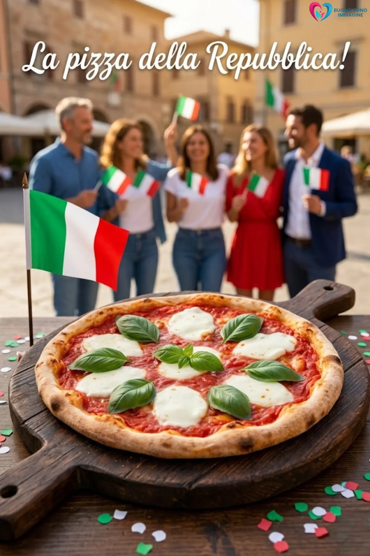 buongiorno 2 giugno festa della repubblica con montagne e nebbia leggera