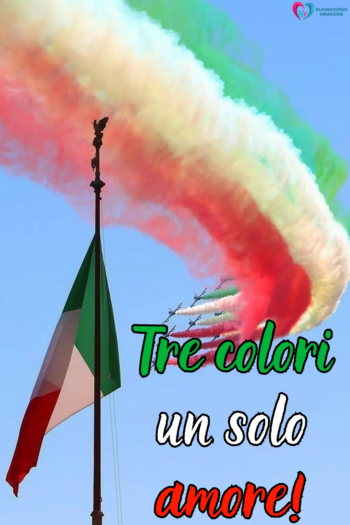buongiorno 2 giugno festa della repubblica con fiori colorati e sole