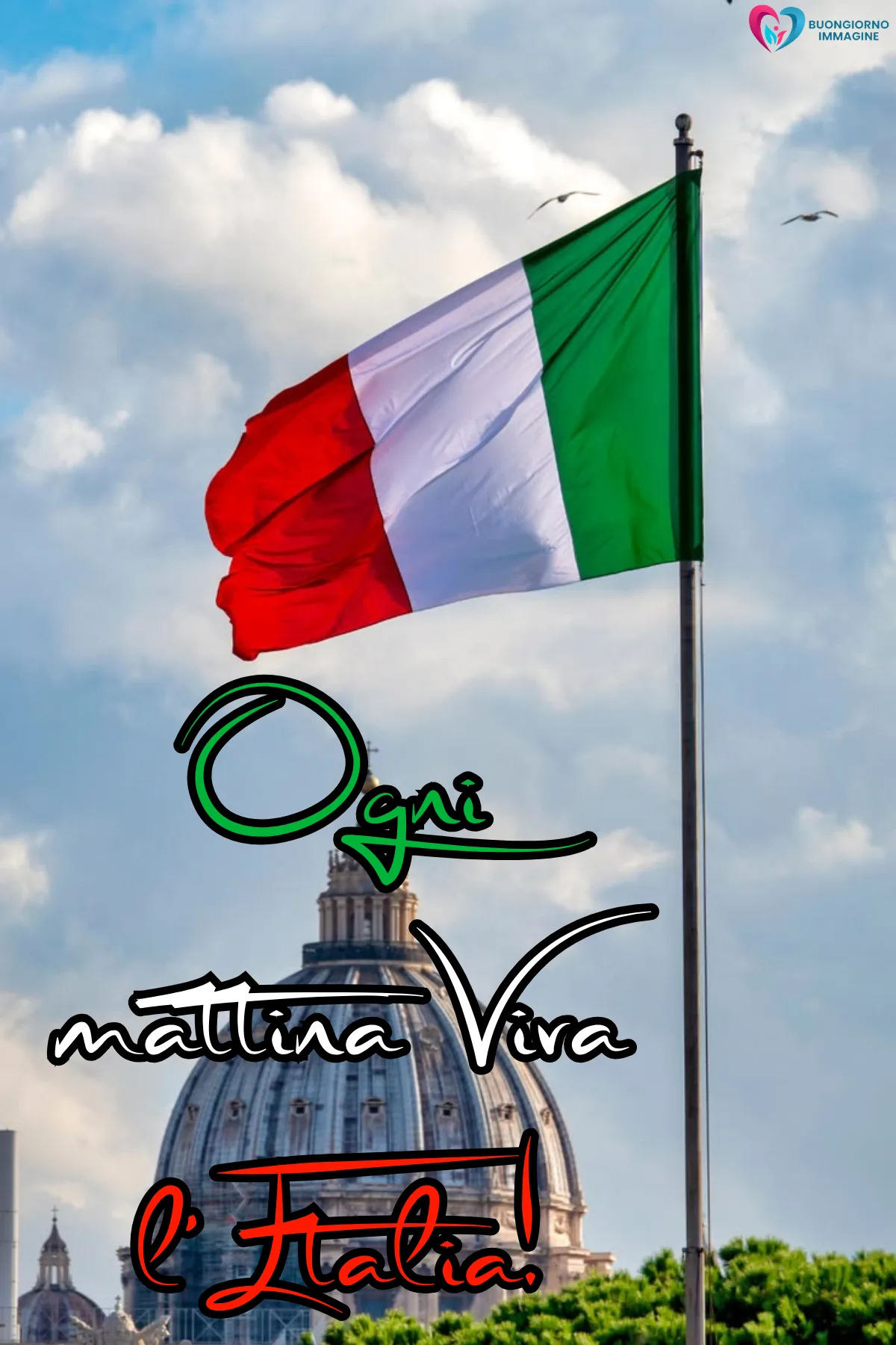 buongiorno 2 giugno festa della repubblica con paesaggio luminoso del mattino