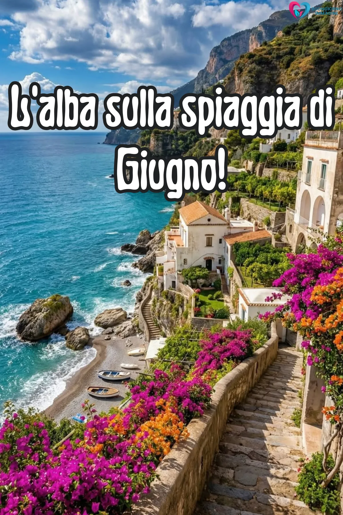 buongiorno benvenuto giugno immagini con fiori colorati e sole