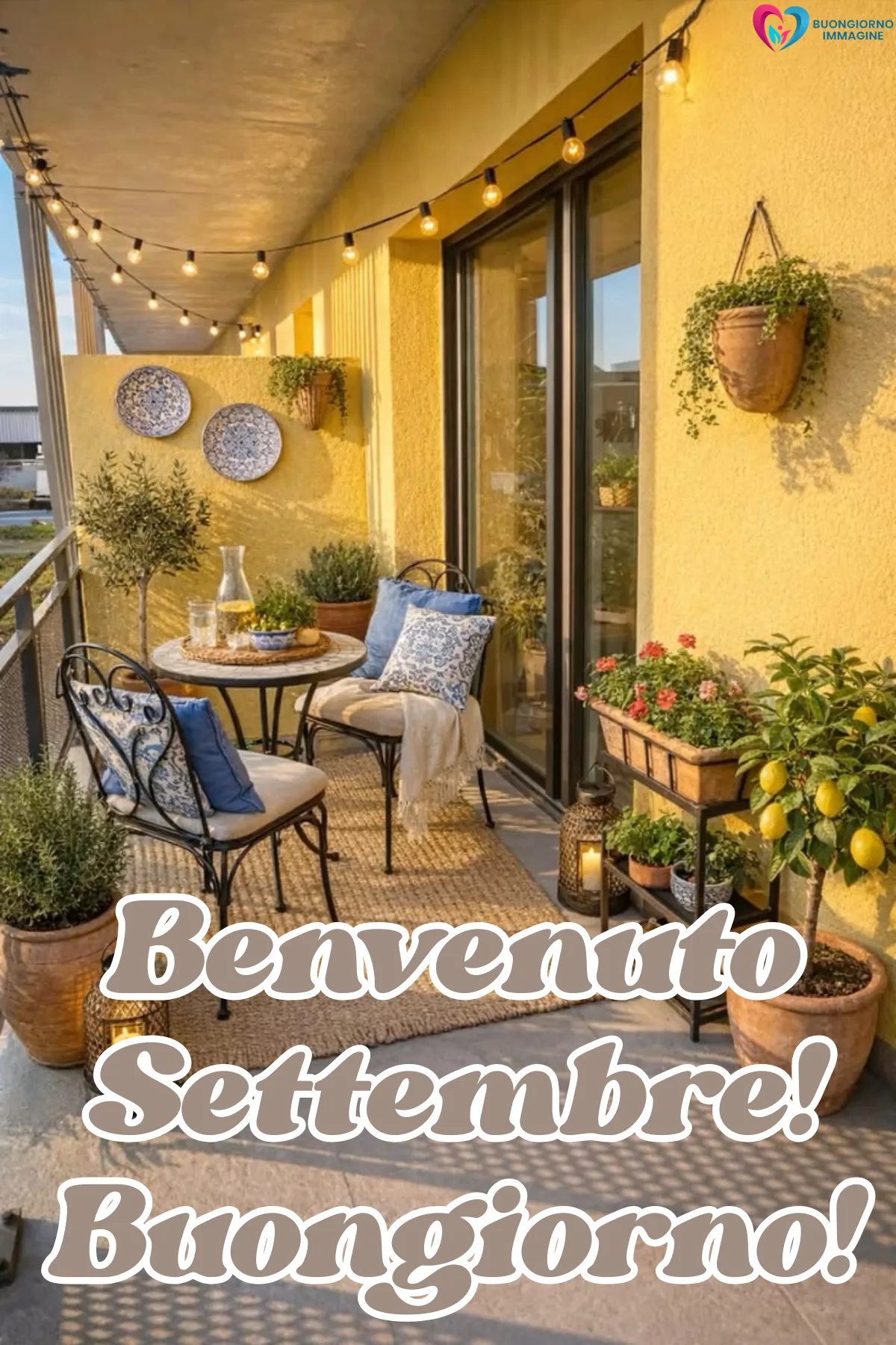 immagini buongiorno settembre - terrazzo mediterraneo con limoni piante fiori luci e - immagini nuove gratis per WhatsApp — buongiornoimmagine.it