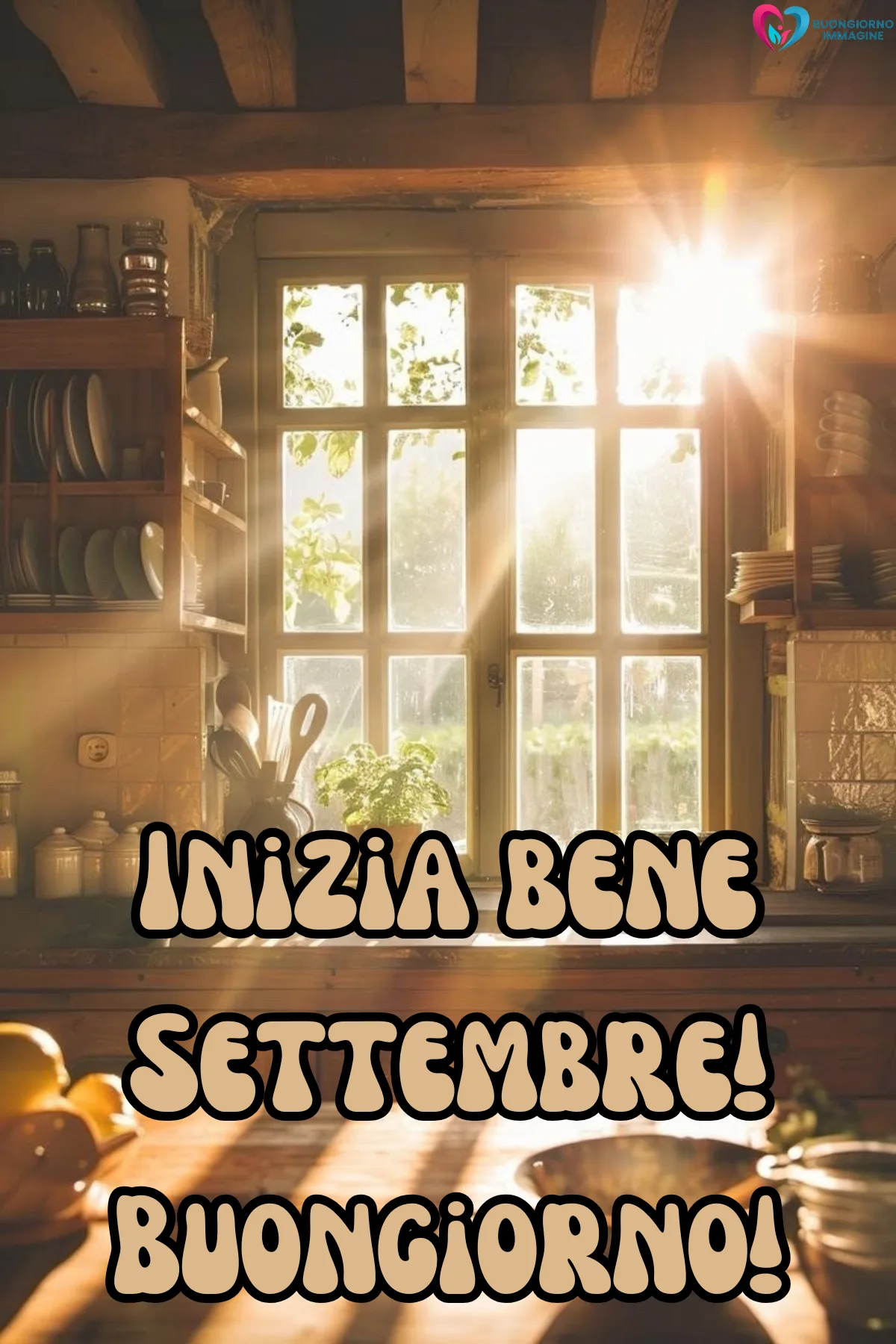 cucina rustica soleggiata con finestra aperta su giardino - buongiornoimmagine.it - settembre 2026