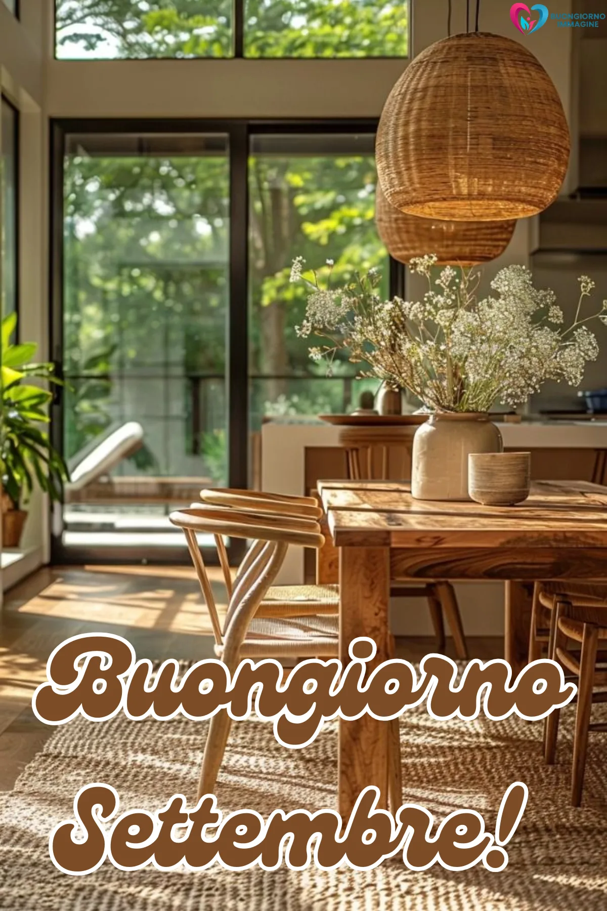 sala da pranzo in legno con fiori bianchi e luce naturale - buongiornoimmagine.it - settembre 2026