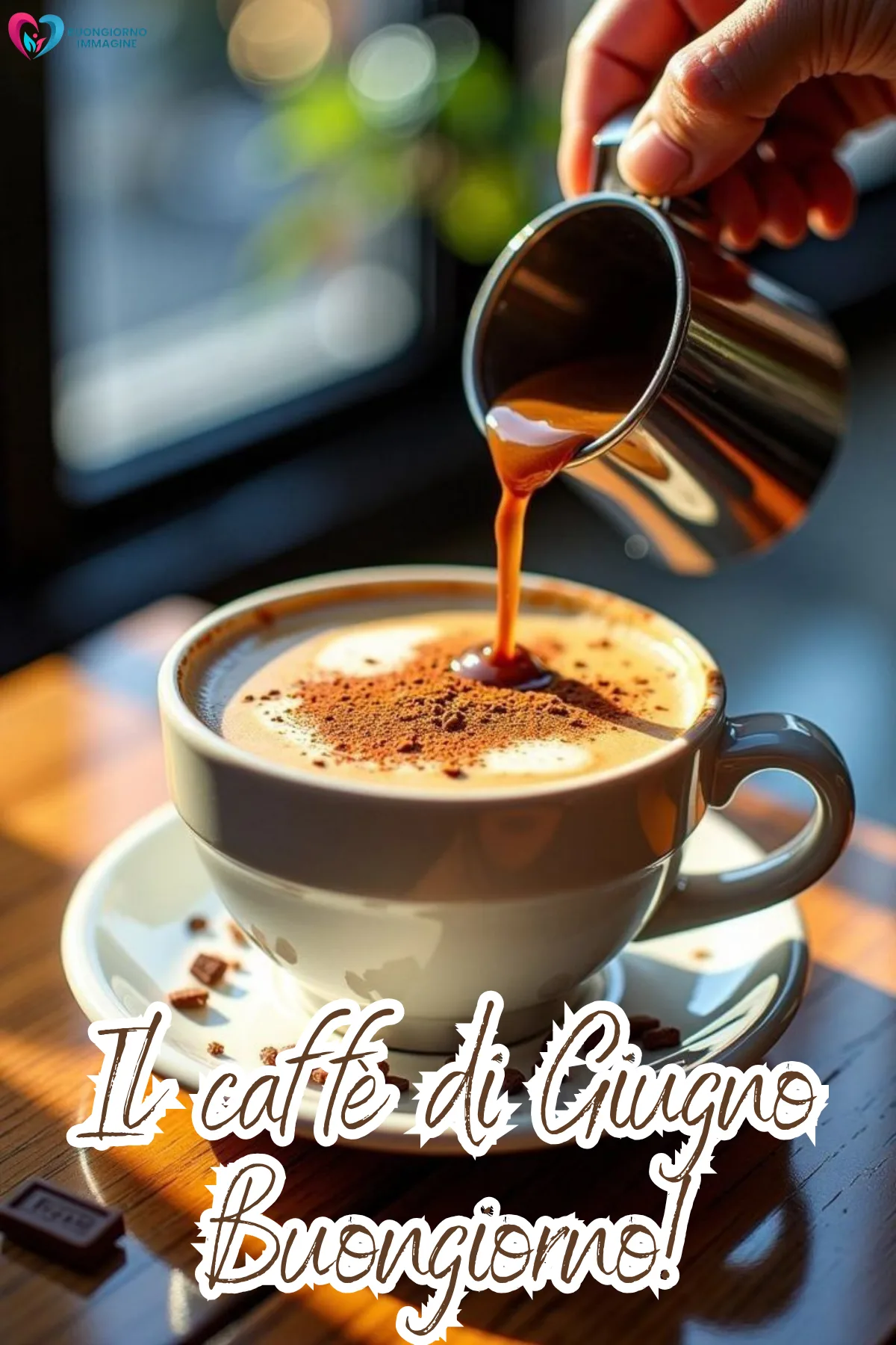 buongiorno giugno immagini nuove gratis con tazza cappuccino e croissant
