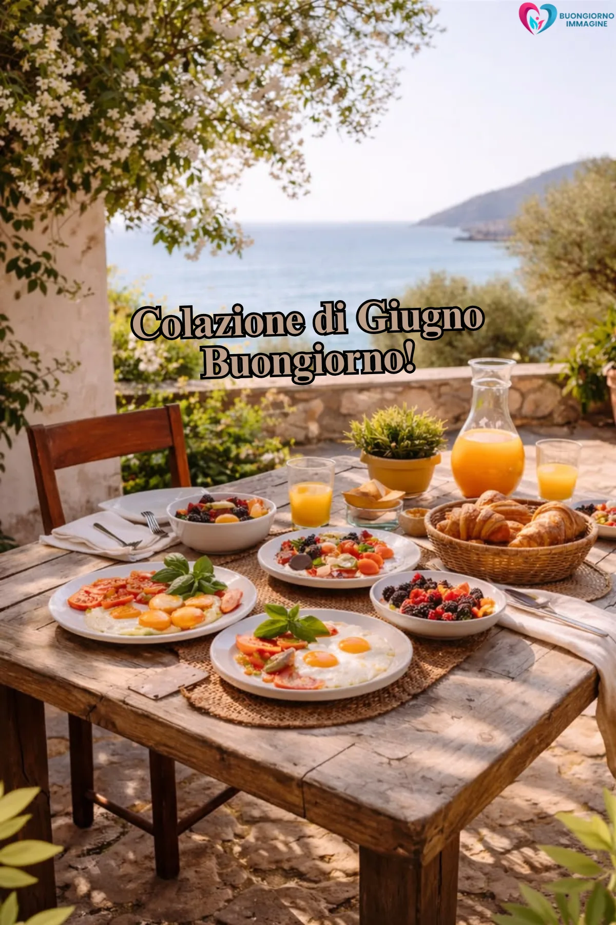 buongiorno giugno immagini nuove gratis con giardino fiorito e farfalle