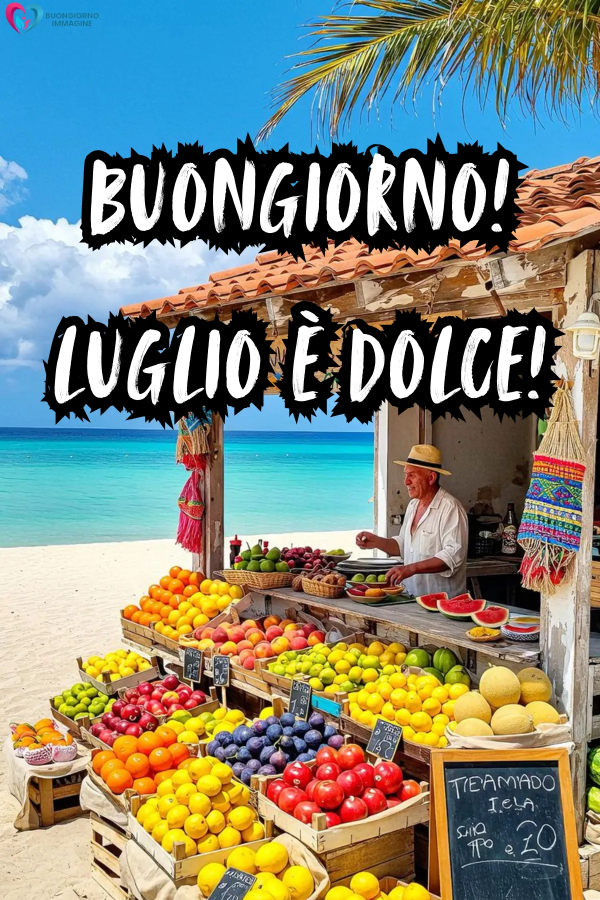buongiorno luglio estate - immagini sole mare caldo gratis WhatsApp