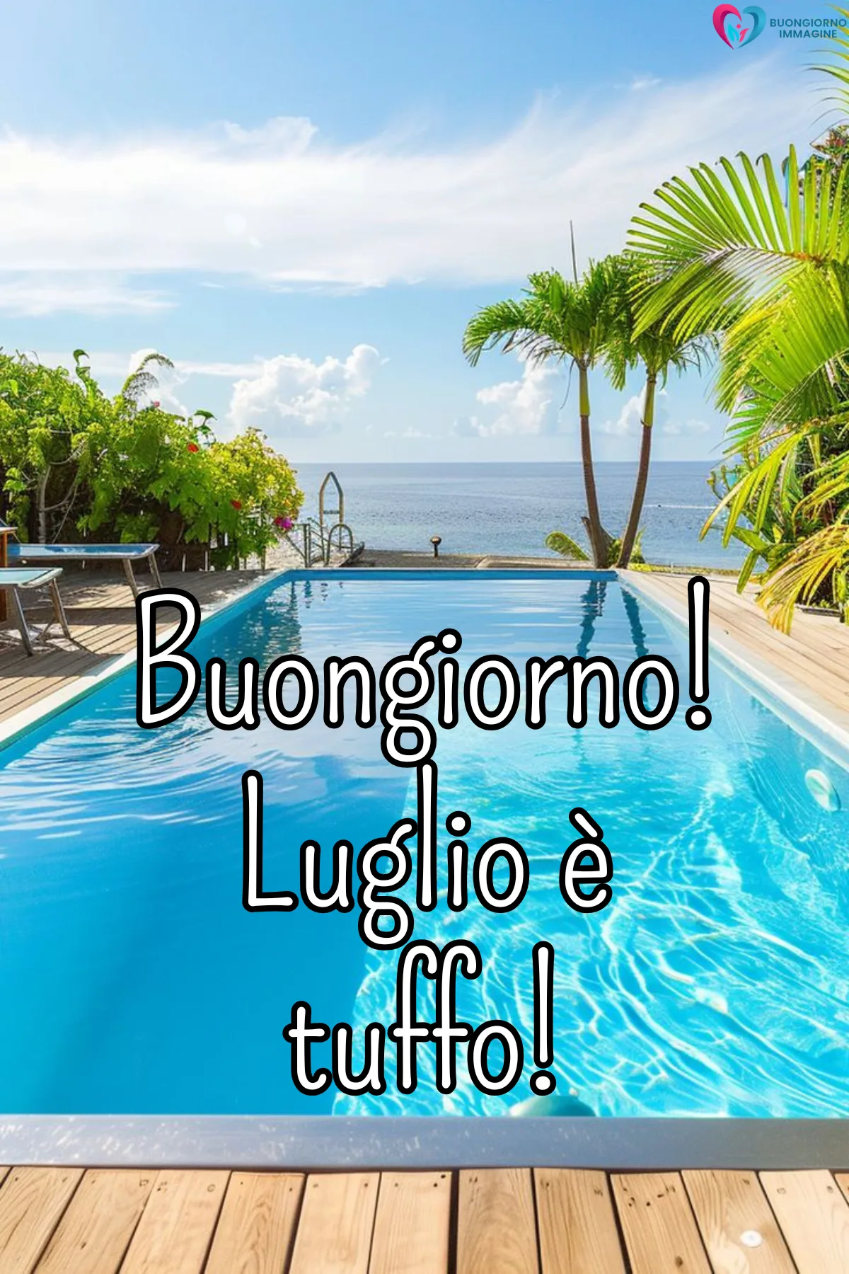buongiorno luglio estate - immagini sole mare caldo gratis WhatsApp