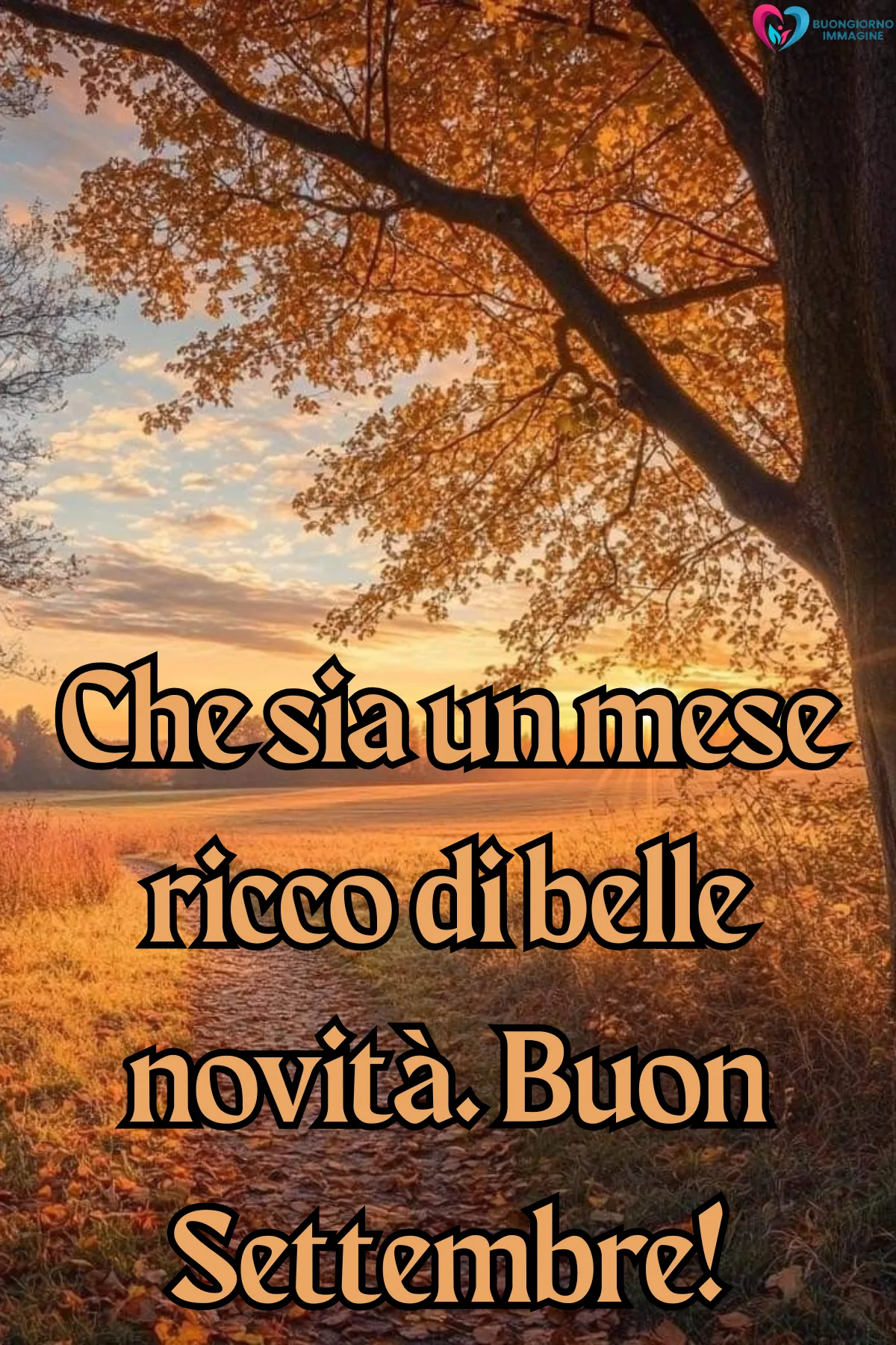 paesaggio autunnale con frase augurale per settembre gioiosa - buongiornoimmagine.it - settembre 2026