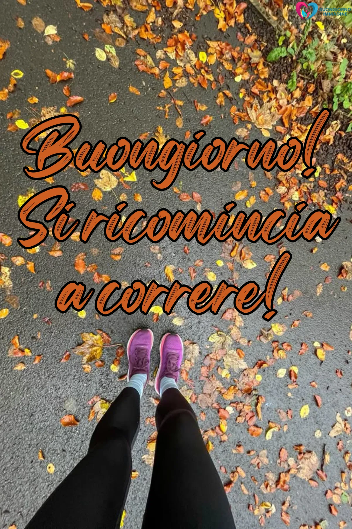 piedi con scarpe viola su asfalto con foglie autunnali - buongiornoimmagine.it - settembre 2026