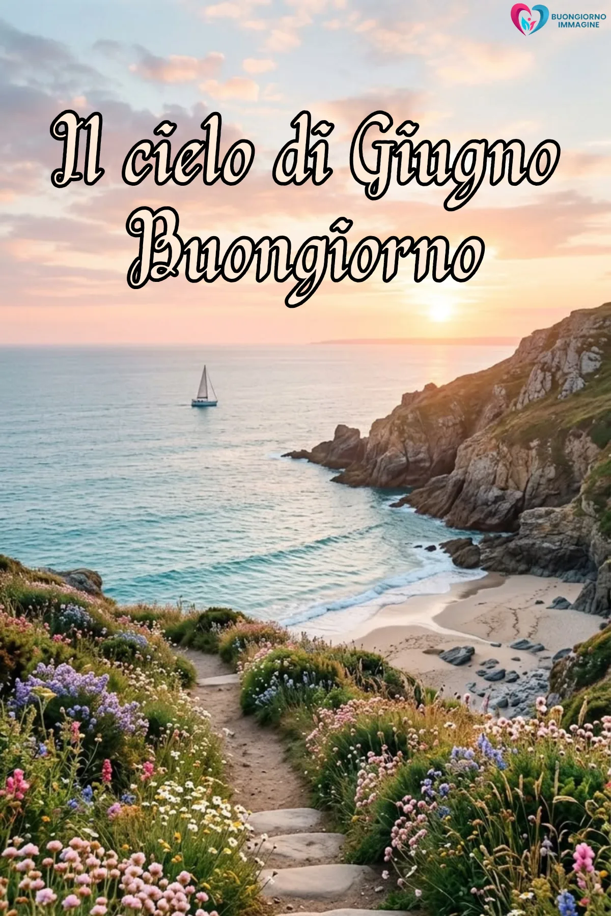 giugno immagini buongiorno nuove gratis con cielo azzurro e nuvole rosa