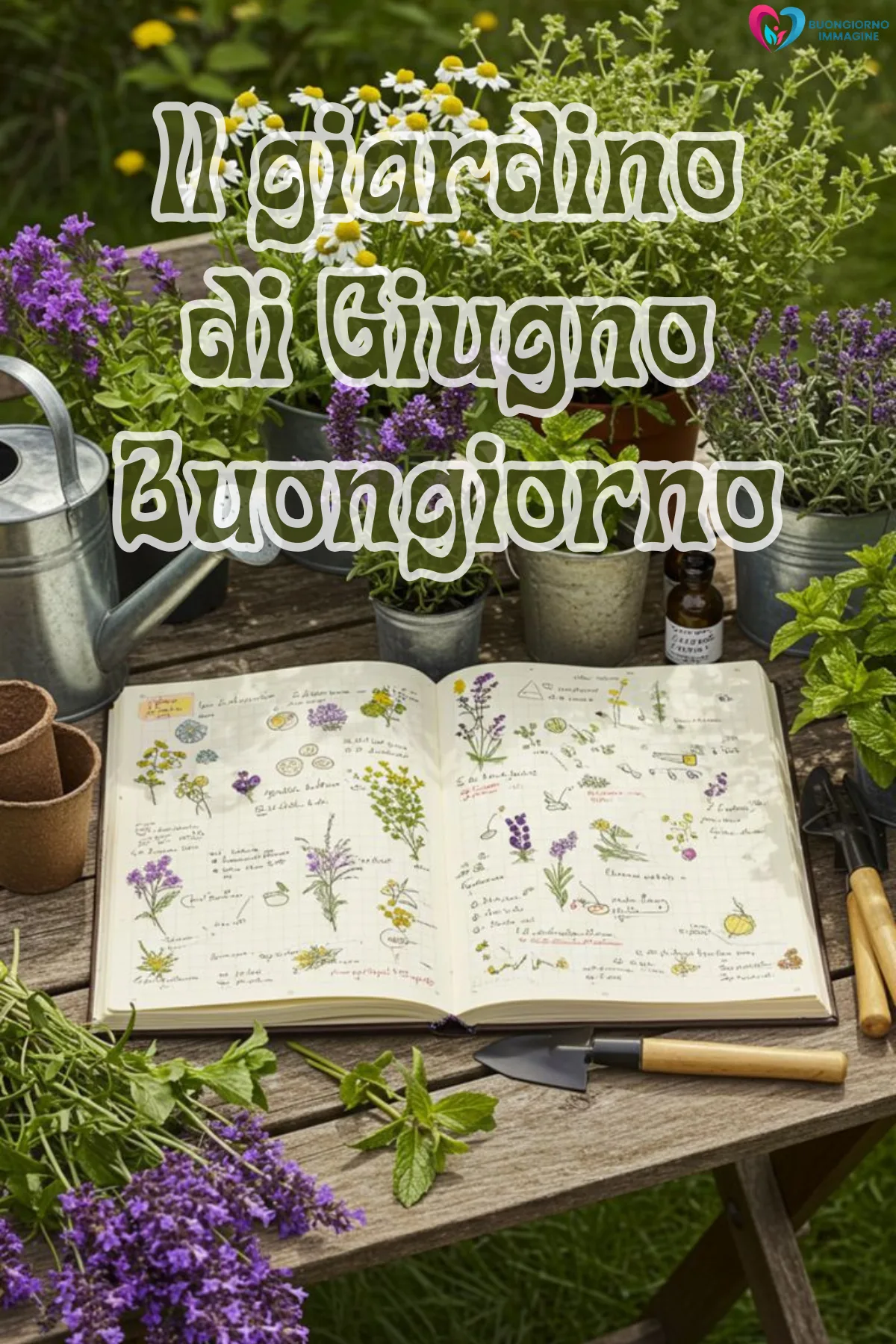 giugno immagini buongiorno nuove gratis con giardino fiorito e farfalle